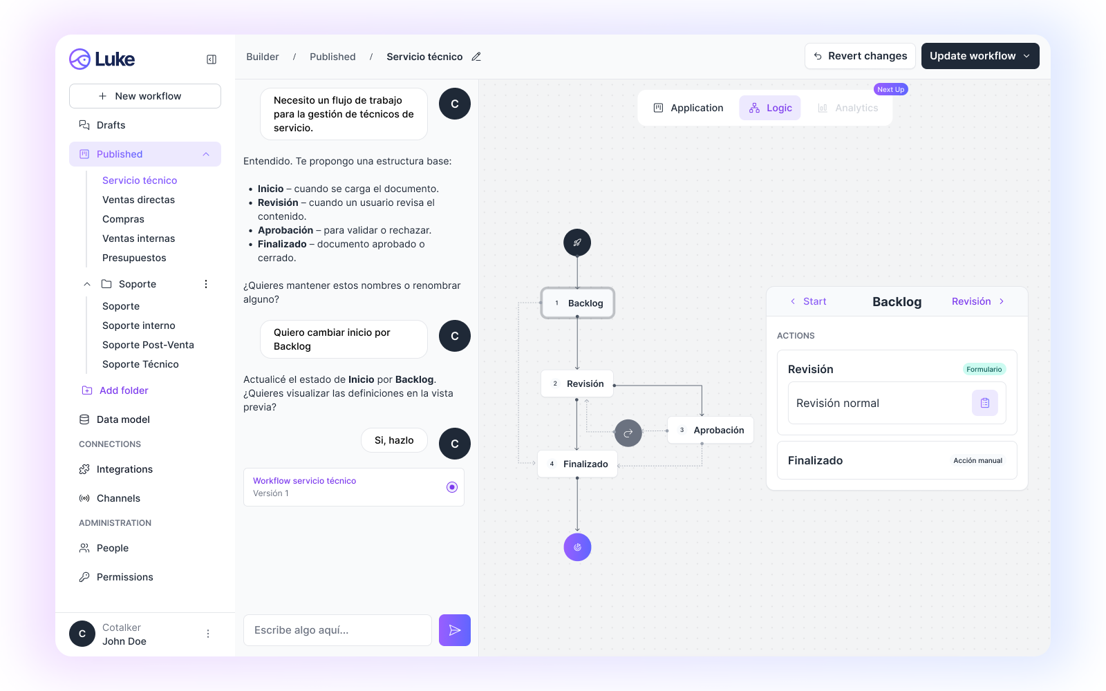 Luke Builder — en vivo